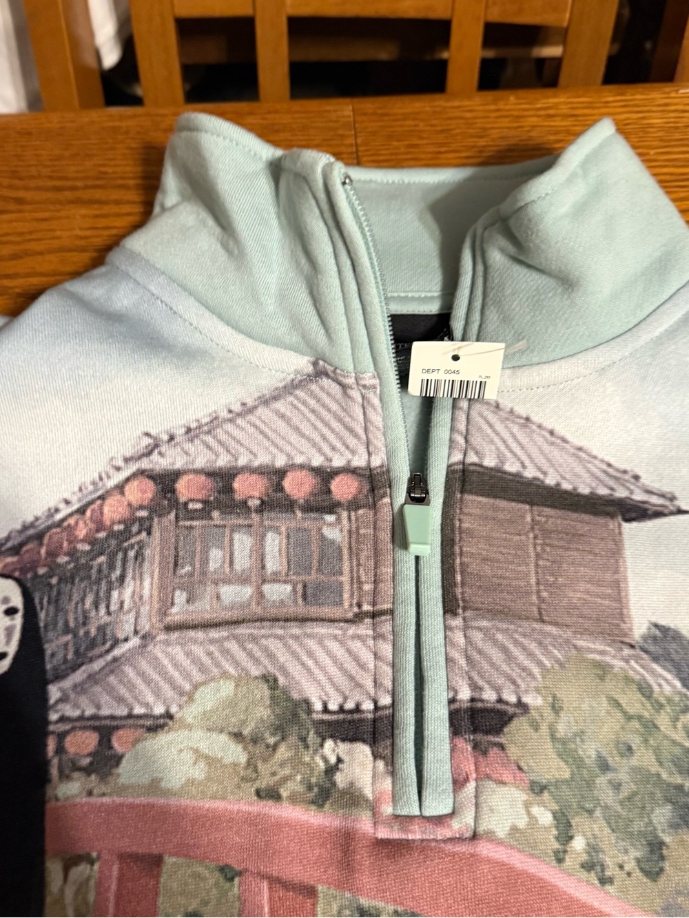 Studio Ghibli Spirited Away Chihiro & No Face Quarter Zip Sweatshirt Sz M NWT - Picture 10 of 16